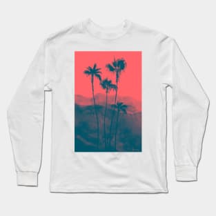 Palm Trees in Red Long Sleeve T-Shirt